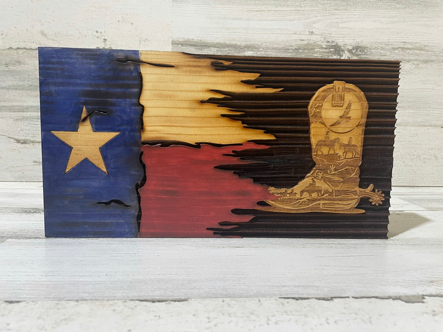 Cowboy Boot Texas Torn Flag