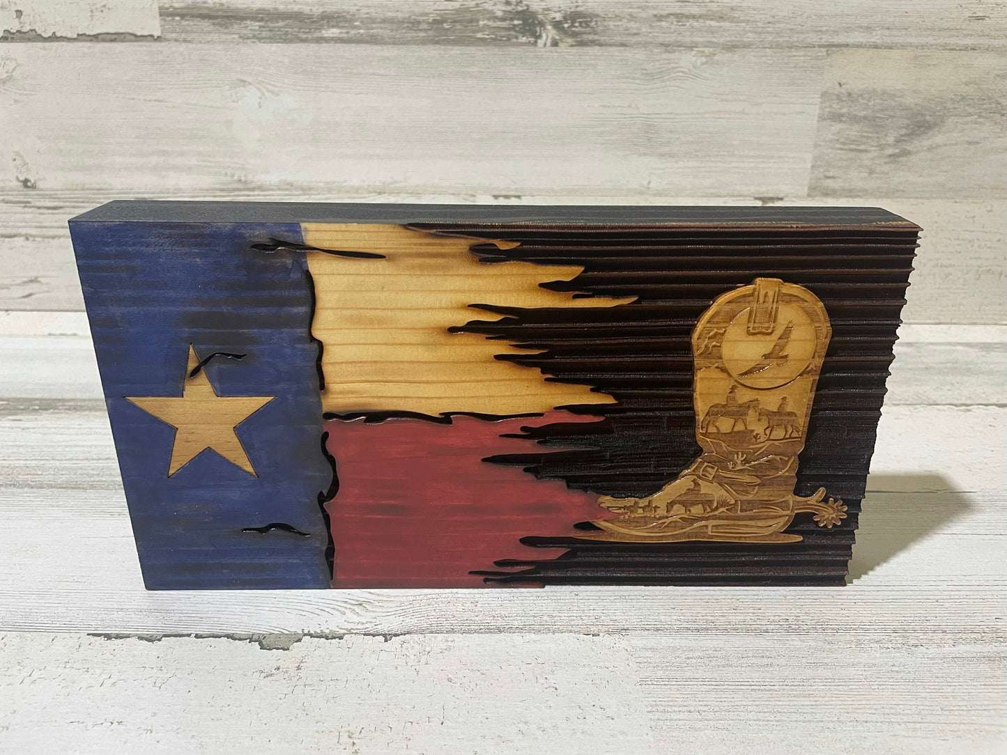 Cowboy Boot Texas Torn Flag