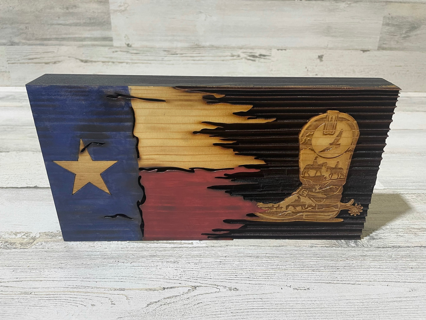 Cowboy Boot Texas Torn Flag