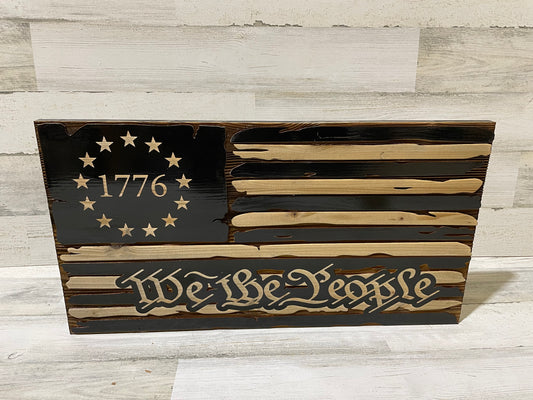 Worn American We the People Flag wall or shelf decor