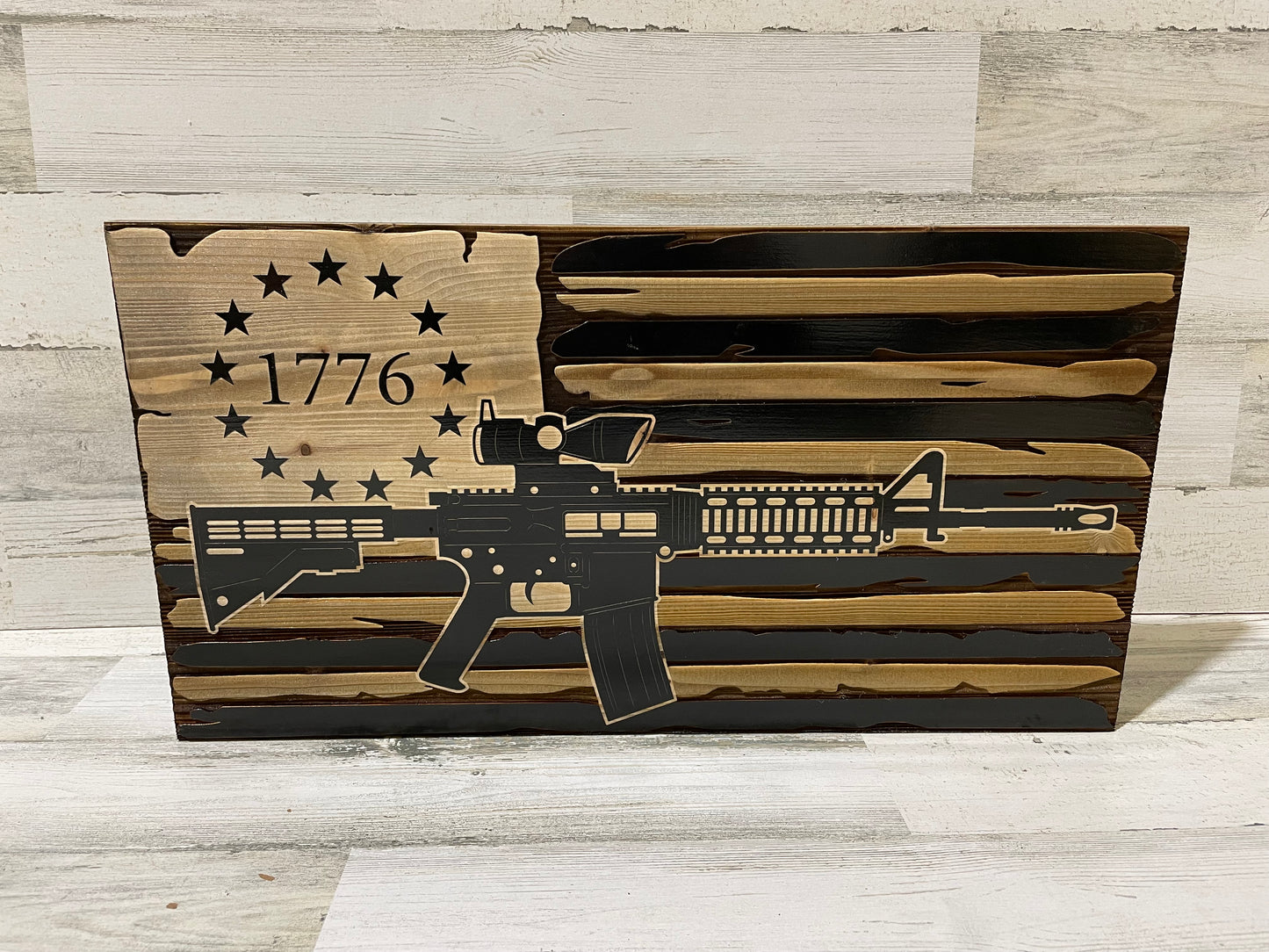 Distressed American Flag with AR-15 / 223 / 556 image