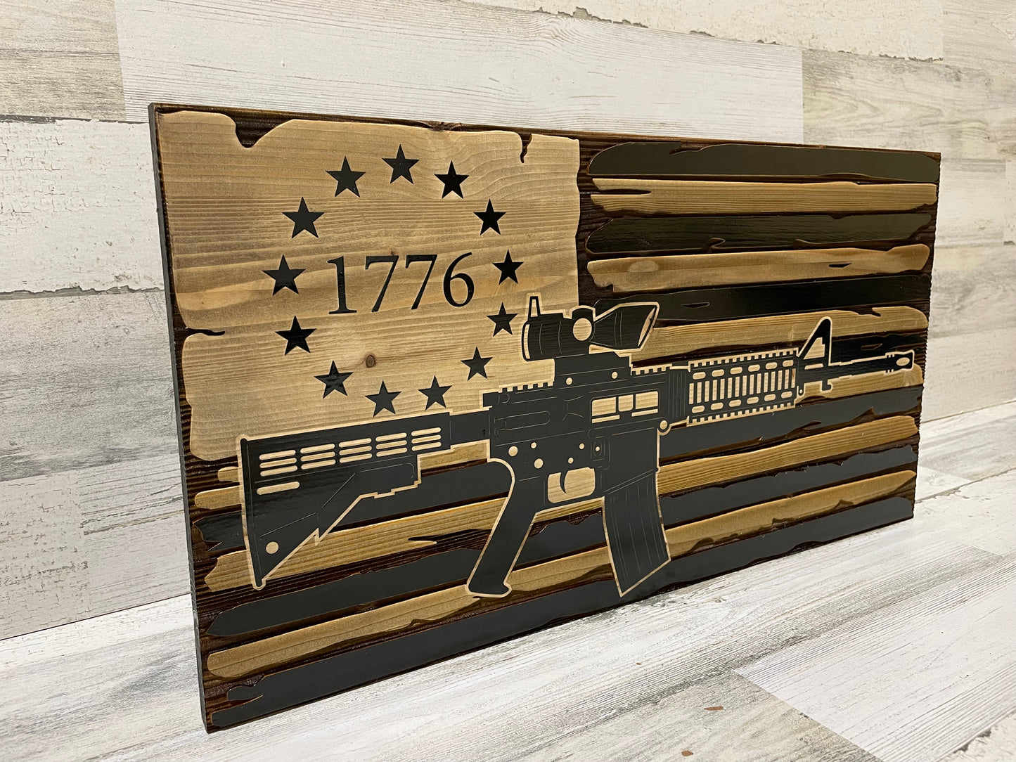 Distressed American Flag with AR-15 / 223 / 556 image