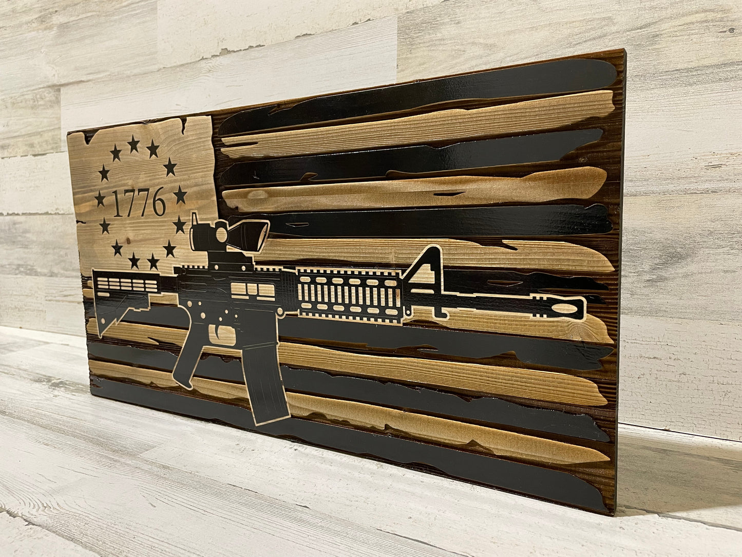 Distressed American Flag with AR-15 / 223 / 556 image